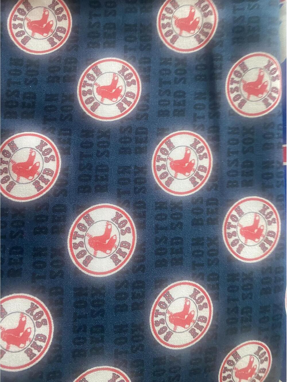 MLB Boston RED SOX logo on Blue 60" Cotton Fabric by 1/2 yard